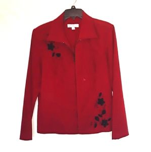 Red embroidered Dressbarn blazer Sz 12